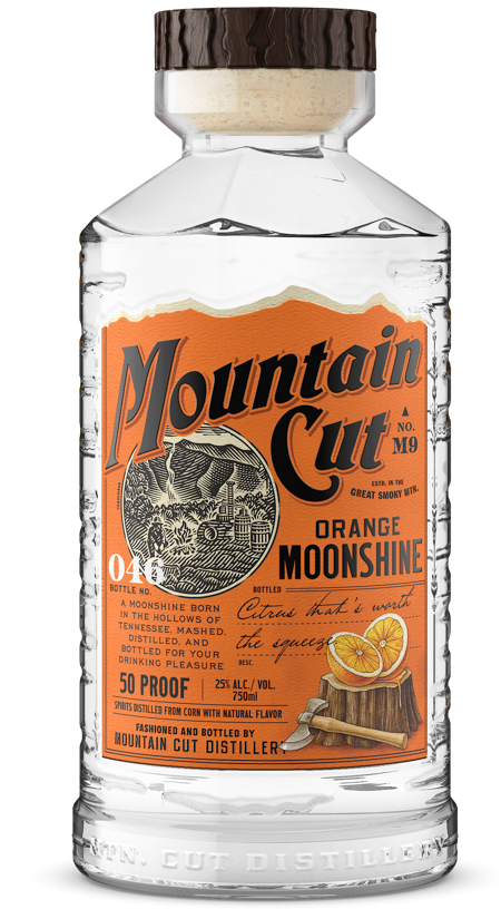 Image of a bottle of Mountain Cut Distillery Orange Moonshine