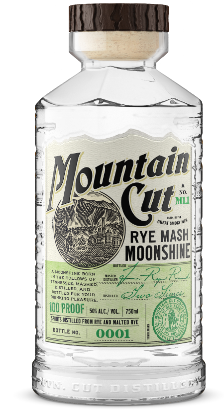 Image of a bottle of Mountain Cut Distillery Rye Mash Moonshine