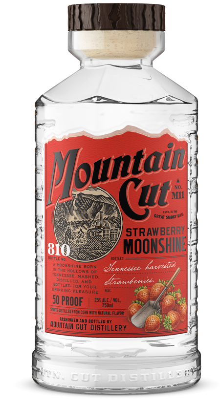 Image of a bottle of Mountain Cut Distillery Strawberry Moonshine