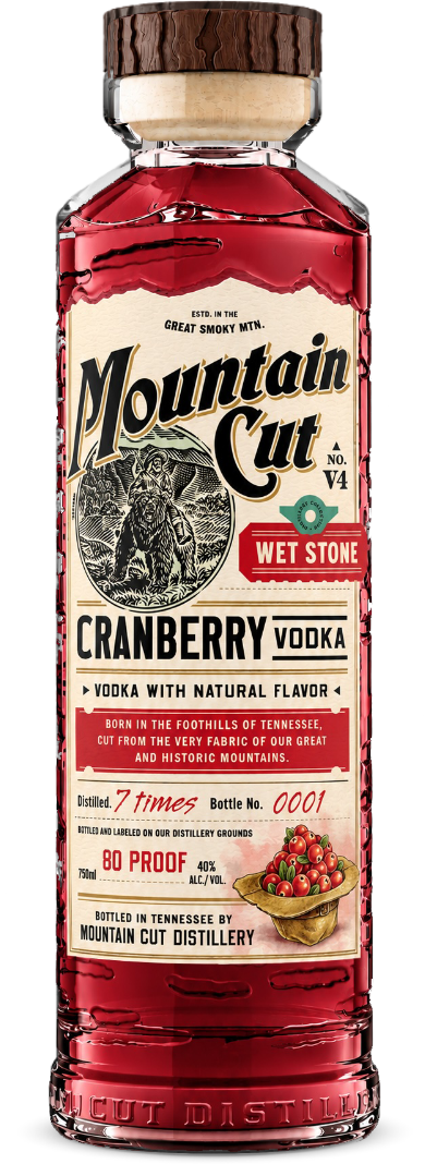 Image of a bottle of Mountain Cut Distillery Cranberry Vodka