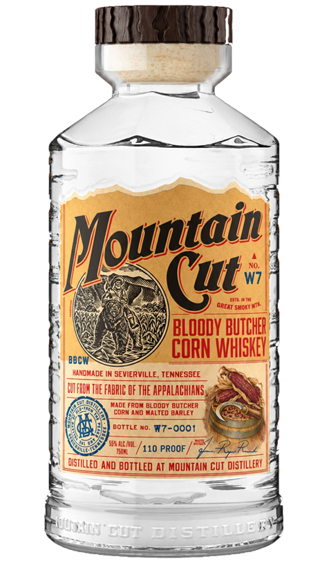Image of a bottle of Mountain Cut Distillery Bloody Butcher Corn Whiskey